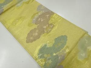 リサイクル　雲に花鳥模様織出し袋帯